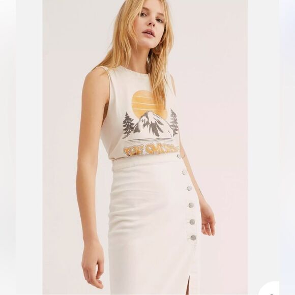 Free People Women's Jasmine Button Midi Skirt size 2 - Picture 4 of 9